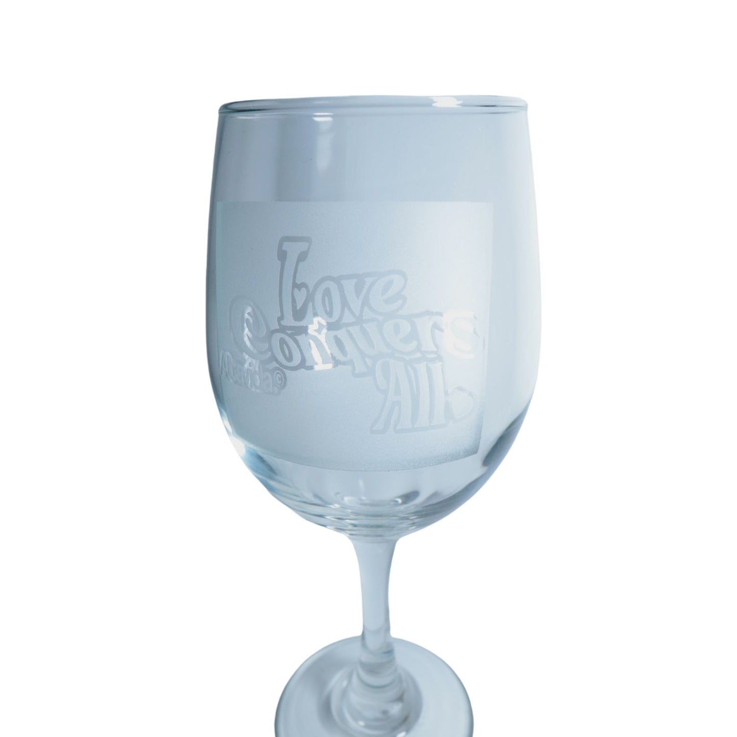 Love Conquers All Wine Glass